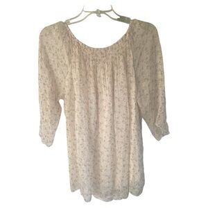 Made in Italy Silk Giusy Lined Off Shoulder Peasant Top Size L